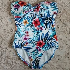 Strapless Floral One-Piece